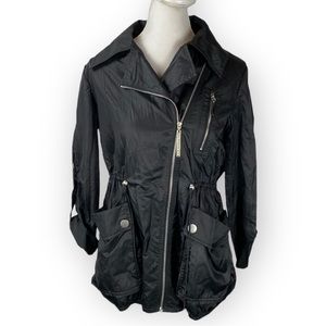 Kensie Black Jacket Size M Windbreaker Raincoat Zip Up.